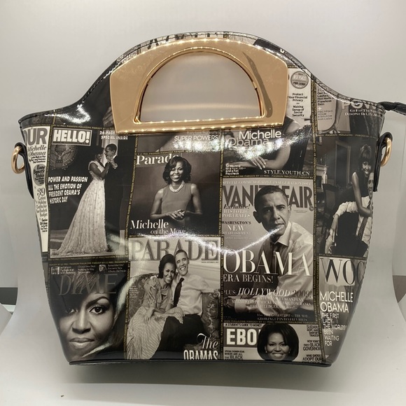 Handbags - Michelle Obama Crossbody Black and White Magazine Purse